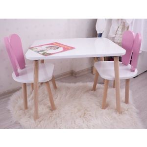 Kid's Table Set Bunny One Chair Set - Pink, White vyobraziť