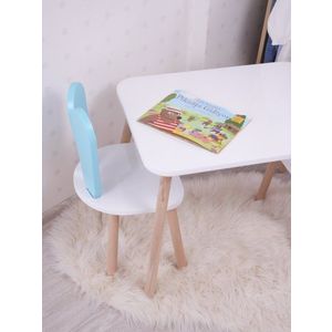 Kid's Table Set Bunny One Chair Set - Baby Blue, White vyobraziť