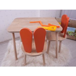 Kid's Table Set Bunny One Chair Set - Orange, Brown vyobraziť