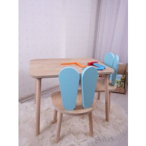 Kid's Table Set Bunny One Chair Set - Baby Blue, Brown vyobraziť