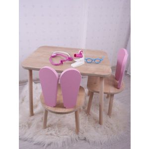 Kid's Table Set Bunny One Chair Set - Pink, Brown vyobraziť