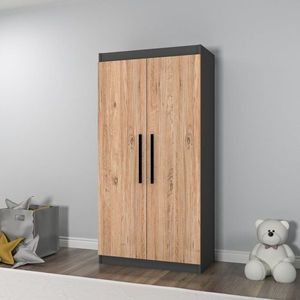 Šatníková skriňa Akser - Atlantic Pine, Anthracite vyobraziť