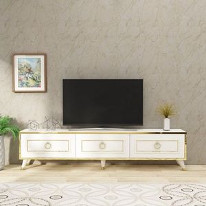 TV stolík Sona - White, Gold vyobraziť