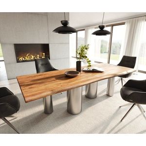 Jedálenský stôl Edge 240x100 akácia prírodná pilier nerezová oceľ vyobraziť