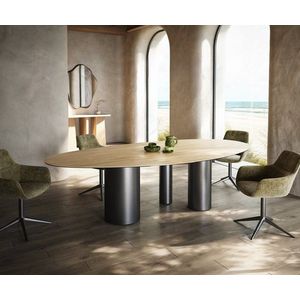 Jedálenský stôl Edge oválny 280x130 keramika Laminam® Sabbia dubová vyobraziť