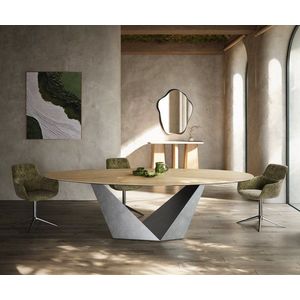 Jedálenský stôl Edge oválny 280x130 keramika Laminam® Sabbia dubová vyobraziť