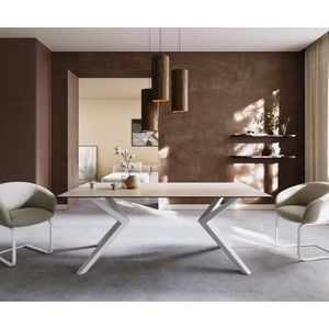 Jedálenský stôl Edge 200x100 keramika Laminam® Travertino Bianco bielo vyobraziť