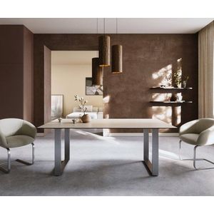 Jedálenský stôl Edge 200x100 keramika Laminam® Travertino Bianco vyobraziť