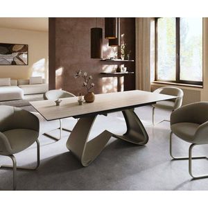 Jedálenský stôl Edge 180-220x100 keramika Laminam® Travertino Bianco vyobraziť