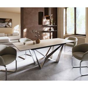 Jedálenský stôl Edge 180-220x100 keramika Laminam® Travertino Bianco vyobraziť