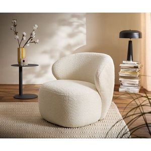 Lounge kreslo Pulo 80x80 cm bouclé biela vyobraziť