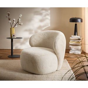 Lounge kreslo Pulo 80x80 cm plyšový manšester krémovo biela vyobraziť