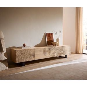 TV stolík Ashara 220 cm dub prírodný 3D efekt 4 dvierka kovová vyobraziť