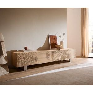 TV stolík Ashara 220 cm dub prírodný 3D efekt 4 dvierka tenká podstava vyobraziť