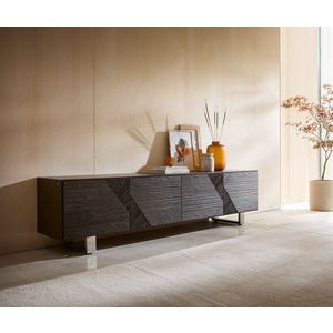 TV stolík Tereos 220 cm jaseň tmavohnedá 3D efekt 4 dvierka tenká vyobraziť