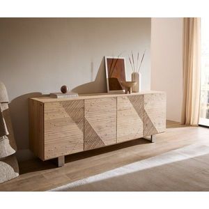 Komoda Tereos 200 cm dub prírodná 3D efekt 4 dvierka kovová podstava vyobraziť