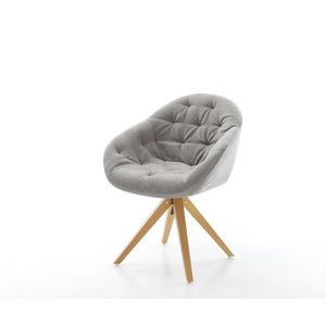 Jedálenská stolička Gaio-Flex štruktúrovaná látka mäkký sivá drevená vyobraziť