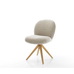 Jedálenská stolička Nube-Flex tkanina mäkký béžová drevená podstava vyobraziť