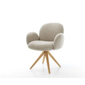 Jedálenská stolička Nube-Flex s opierkami tkanina mäkká béžová drevená vyobraziť