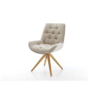 Jedálenská stolička Taimi-Flex tkanina mäkký béžová drevená podstava vyobraziť