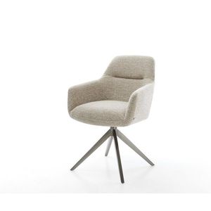 Jedálenská stolička Pejo-Flex tkanina mäkký béžová krížová podstava vyobraziť