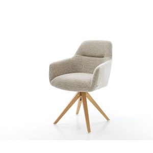 Jedálenská stolička Pejo-Flex tkanina mäkký béžová drevená podstava vyobraziť