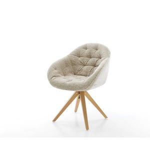 Jedálenská stolička Gaio-Flex tkanina mäkký béžová drevená podstava vyobraziť