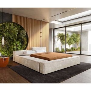 Čalúnená posteľ Kalinea 140x200 cm plyšový manšester béžová vyobraziť