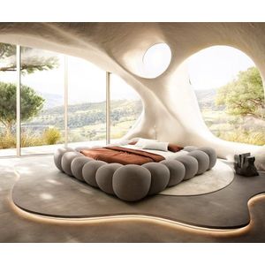 Čalúnená posteľ Perlla 180x200 cm texturovaná látka mäkká taupe vyobraziť