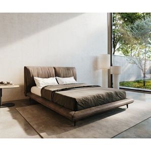 Čalúnená posteľ Cusino 140x200 cm mikrovlákno taupe vintage vyobraziť
