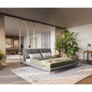 Čalúnená posteľ Cusino 180x200 cm mikrovlákno sivá vyobraziť