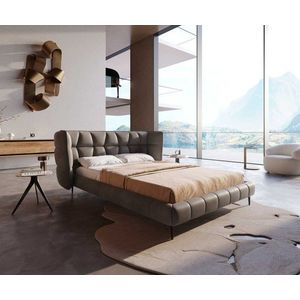 Čalúnená posteľ Capujo 140x200 cm mikrovlákno taupe vintage vyobraziť