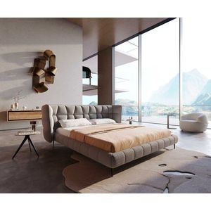 Čalúnená posteľ Capujo 180x200 cm bouclé strieborno sivá vyobraziť