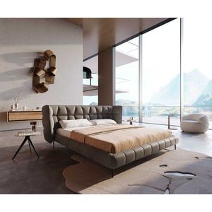 Čalúnená posteľ Capujo 180x200 cm mikrovlákno taupe vintage vyobraziť