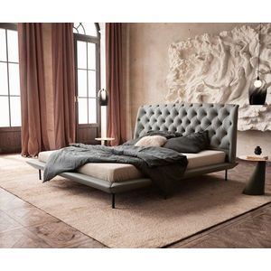 Čalúnená posteľ Rafinata 180x200 cm umelá koža svetlosivá vyobraziť