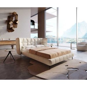 Čalúnená posteľ Capujo 140x200 cm bouclé bielo-krémová vyobraziť