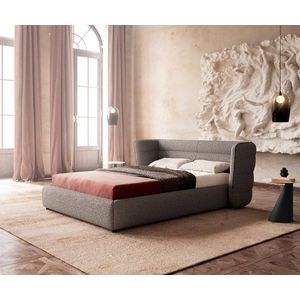 Čalúnená posteľ Simea 140x200 cm bouclé strieborno sivá vyobraziť