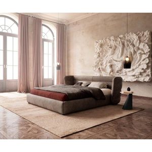 Čalúnená posteľ Simea 180x200 cm mikrovlákno taupe vintage vyobraziť