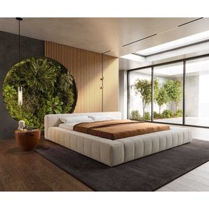 Čalúnená posteľ Espazio 180x200 cm bouclé krémovo biela s úložným vyobraziť