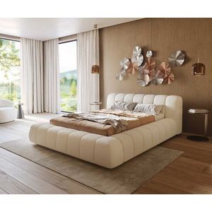 Čalúnená posteľ Cutio 140x200 cm bouclé bielo-krémová vyobraziť