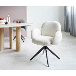 Otočná jedálenská stolička Nube-Flex s opierkami bouclé biela krížová vyobraziť