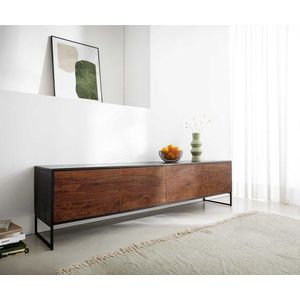 TV stolík Vaag 200 cm sheesham prírodná mango čierna 4 dvierka vyobraziť