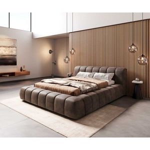 Čalúnená posteľ Cutio 140x200 cm mikrovlákno taupe vintage vyobraziť