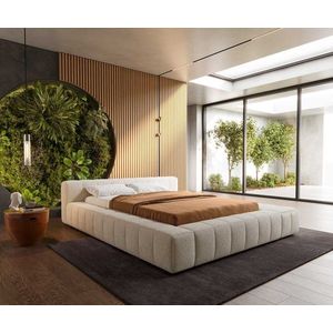 Čalúnená posteľ Espazio 140x200 cm bouclé krémovo biela s úložným vyobraziť