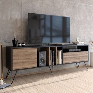 TV stolík Mistico (180) - Walnut, Black vyobraziť
