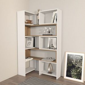 Knižnica Poyraz - White, Walnut vyobraziť