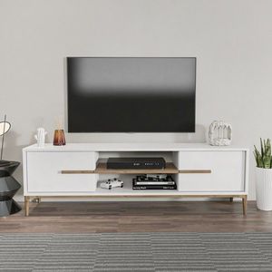 TV stolík Eslem - White, Walnut vyobraziť