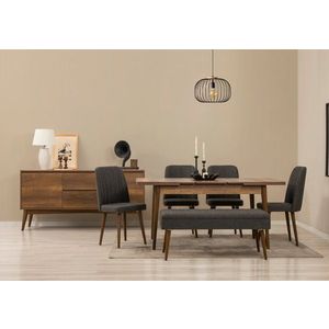 Set s rozkladacím stolom, stoličkami a konzolou (7 kusov) Vina 03 1053 - Walnut, Anthracite vyobraziť