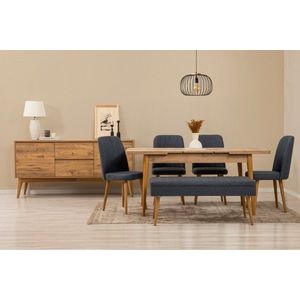 Set s rozkladacím stolom, stoličkami a konzolou (7 kusov) Vina 03 1048 - Atlantic Pine, Dark Blue vyobraziť