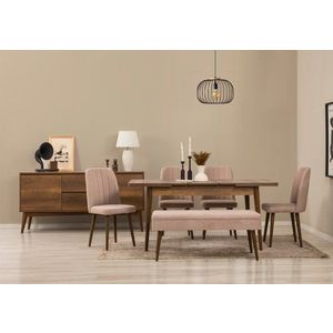 Set s rozkladacím stolom, stoličkami a konzolou (7 kusov) Vina 03 0900 - Walnut, Stone vyobraziť